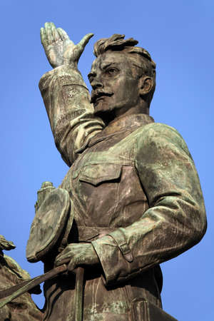 Kiev, Ukraine January 2, 2021: Monument to Shchors Nikolai Alexandrovich on horseback, the commander of the Ukrainian red formations, the head of the Red Army division during the civil warのeditorial素材
