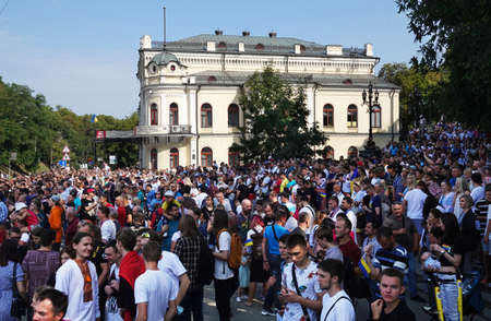 Kyiv, Ukraine August 24, 2021: People at the celebration of 30 years of independence of Ukraine in the city of Kyivのeditorial素材