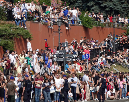 Kyiv, Ukraine August 24, 2021: People at the celebration of 30 years of independence of Ukraine in...
