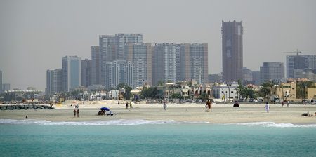 Sharjah, UAE February 23, 2020: Persian Gulf beach in Sharjah cityのeditorial素材