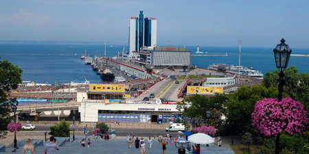 Kiev, Ukraine July 20, 2021: Building of the Marine Station of the Commercial Sea Port in the city...