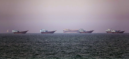 Ships in the sea waters of the Persian Gulf