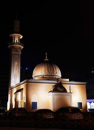 Sharjah, UAE February 19, 2020: a large and beautiful mosque in the center of Sharjahのeditorial素材