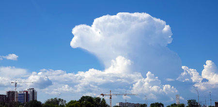 Sky with beautiful cumulus clouds and face imageの写真素材