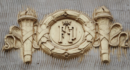 Kiev, Ukraine November 28, 2020: Elements of artistic decoration of the facade of a building in the...