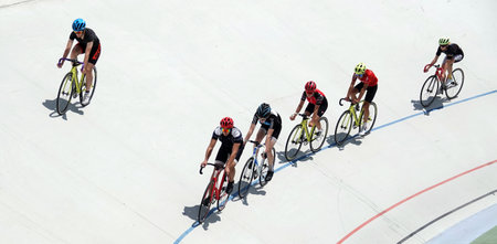 Kiev, Ukraine June 14, 2021: Sports bike track with riding cyclistsのeditorial素材
