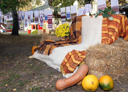 The fair is a Slavic holiday of trading an autumn selection of vegetables and fruitsの写真素材