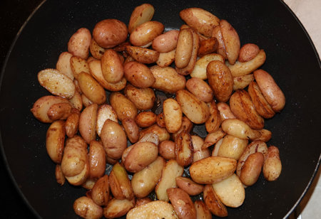 Fried potatoes at home are prepared this way in Ukraine, Russia and Belarusの写真素材