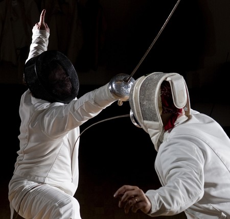 swordsmen fencing.の写真素材
