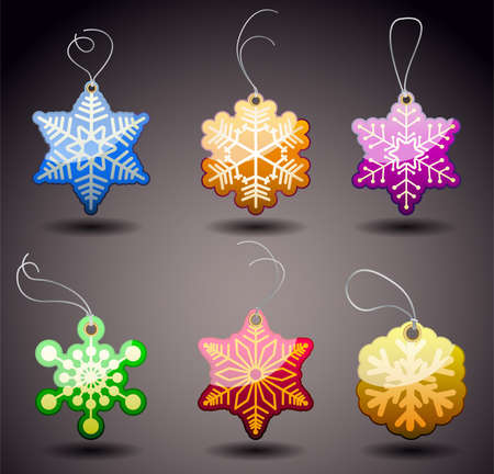 Christmas Glossy Tags - Snowflakes. のイラスト素材