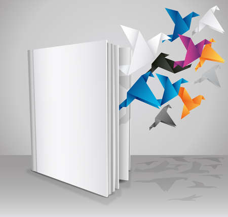 Blank Book, "Free your Knowledge". Creative Book Presentation. Vector Illustration. のイラスト素材