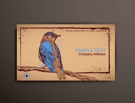 Business/Calling/Visiting Chipboard Card. Birdのイラスト素材