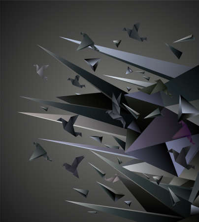 Paper Escape, Origami abstract vector illustration. のイラスト素材