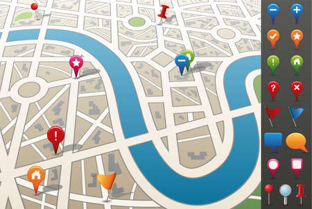 City map with GPS Icons. のイラスト素材