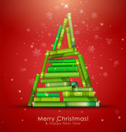Christmas Stories Collection. Christmas tree formed from books. のイラスト素材