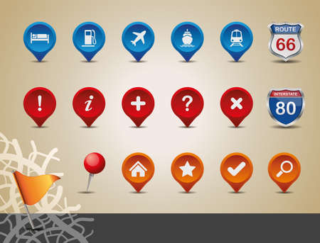 GPS and MAP Icon Set  Vector Illustration  のイラスト素材