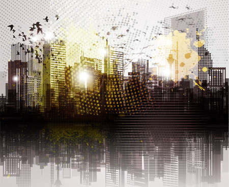 Grunge city panorama  のイラスト素材