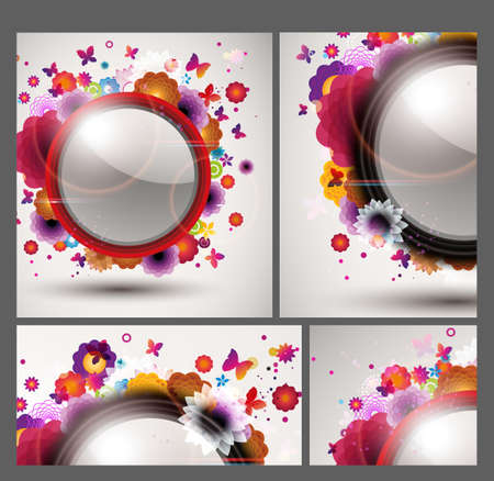 Floral Background set  のイラスト素材