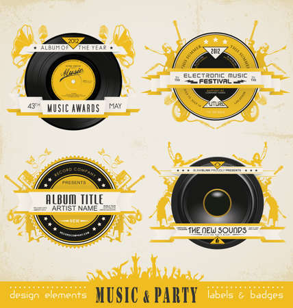 Vintage Music Labels and Badges. のイラスト素材