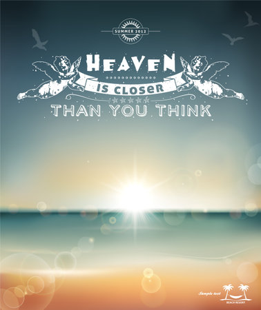 Heaven is closer than you think, creative graphic message for your summer design  のイラスト素材
