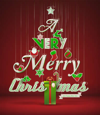 &quot,Very Merry Christmas&quot, creative Christmas treeのイラスト素材
