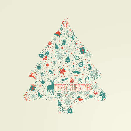 Holiday card, Christmas tree from design elementsのイラスト素材