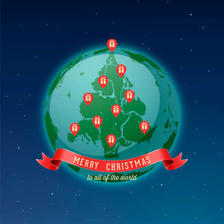 Holiday Greeting Card, Merry Christmas to all of the worldのイラスト素材