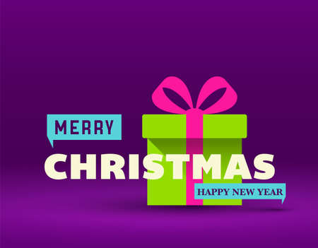 Christmas Greeting Card, Flat Design.のイラスト素材