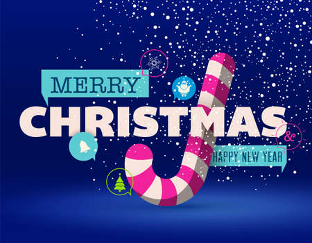 Christmas Greeting Card with Candy Cane.のイラスト素材