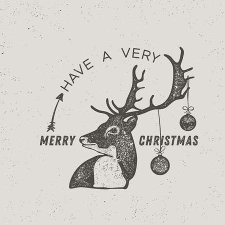 Reindeer Holiday Card, graphic styleのイラスト素材