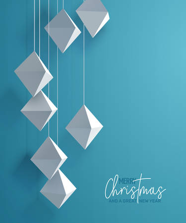 Holiday Greeting Card with paper ornamentsのイラスト素材