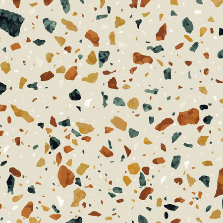 Terrazzo vector seamless pattern. Texture of natural stone, quarts, granite , cement, in classic Italian style.のイラスト素材