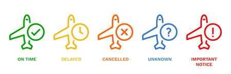 Flight Status Concept Icons. Monoline conceptThe icon was created on a 48x48 pixel aligned, perfect...