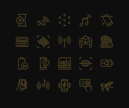 Smartphone Specification Icons. Monoline concept
The icons were created on a 48x48 pixel aligned, perfect grid providing a clean and crisp appearance. Adjustable stroke weight.のイラスト素材