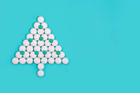 Christmas tree made of pills.の写真素材