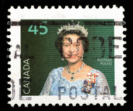 Postage stamp printed in Canada shows Queen Elizabeth IIのeditorial素材