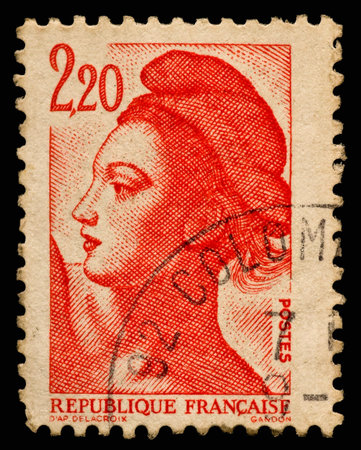 Vintage French postage stampの写真素材