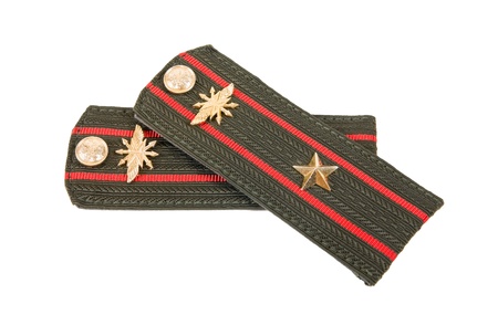 Shoulder strap of russian army on white backgroundの写真素材