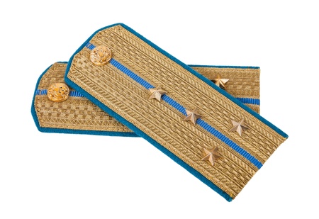 Shoulder strap of russian army on white backgroundの写真素材