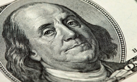 Benjamin Franklin portrait from 100 dollars banknote