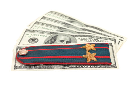 Shoulder strap of russian police and  money  