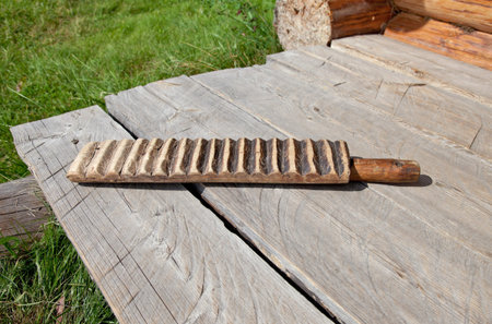 Russian antique wooden device for ironing