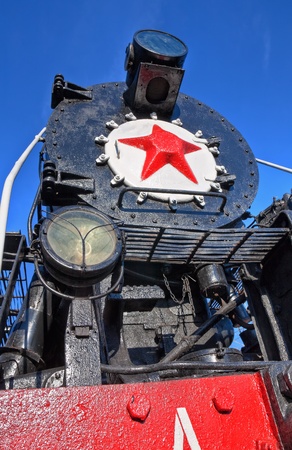 Old steam locomotive with red starのeditorial素材
