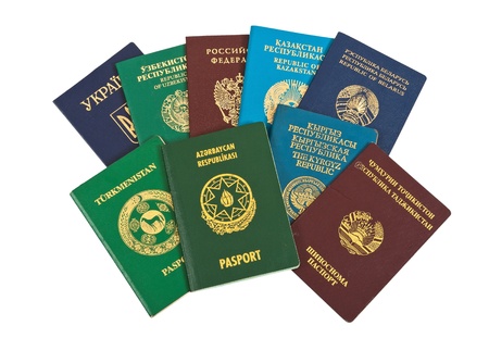 Foreign passports isolated on white  backgroundの写真素材