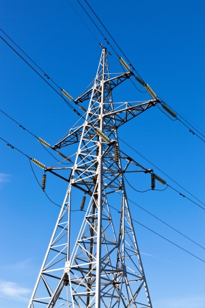 High voltage electricity pylonの写真素材