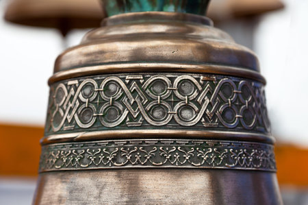 Fragment of old orthodox copper church bell