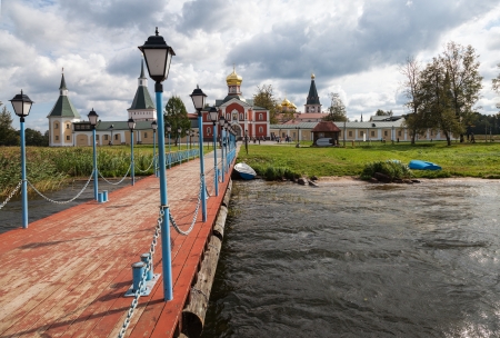 Monastery pier on Lake Valday, Russiaのeditorial素材