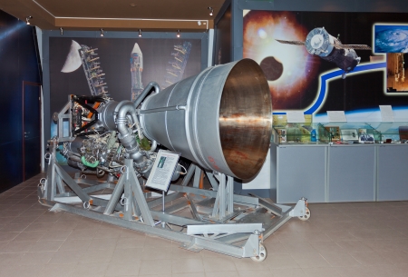 SAMARA, RUSSIA - MARCH 24  Rocket jet engines NK-33 on display at the Aerospace Museum on march 24, 2012 in Samara, Russia のeditorial素材