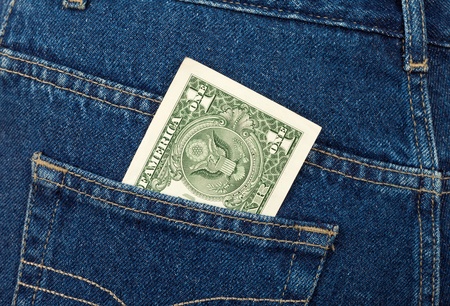 One U.S. dollar in the back jeans pocketの写真素材