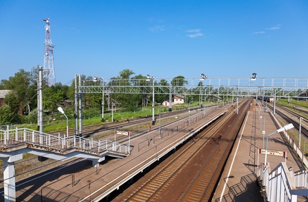 View of the railway station in Russia in summer dayのeditorial素材